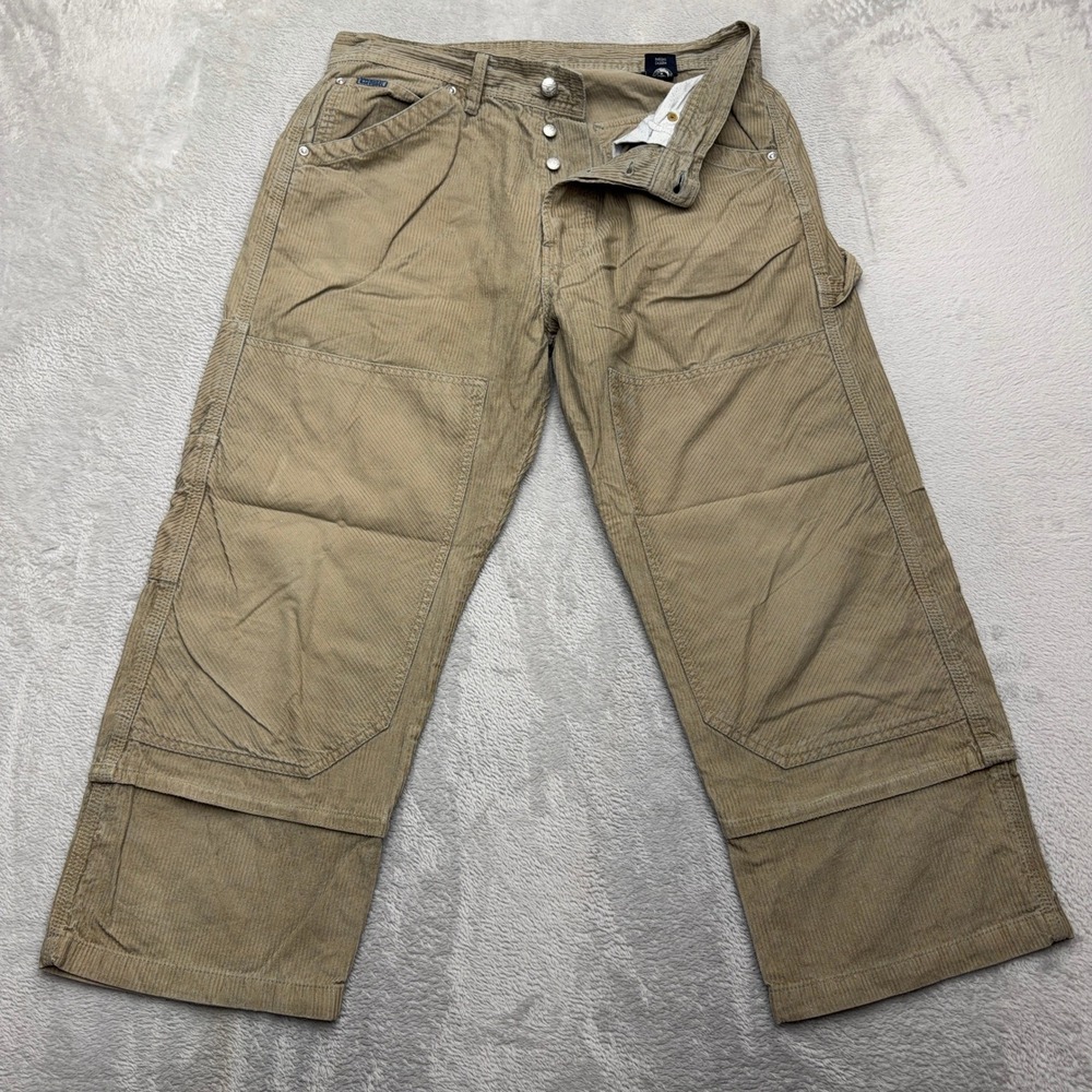 Diesel Carpenter Pants Mens 31 Tan Corduroy Double Knee Utility Workwear Button